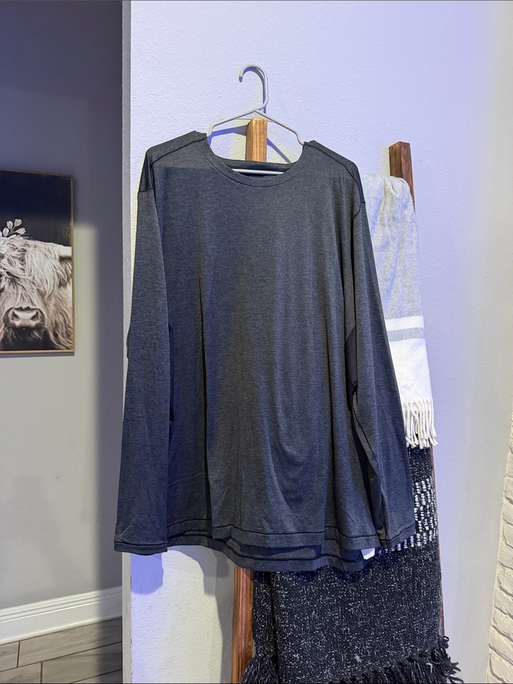Dark heather Gray Long Sleeve Casual Top